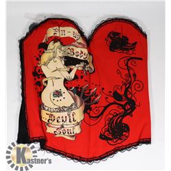 WOMENS BUSTIER:RED "PIN-UP BOBY... DEVIL SOUL"