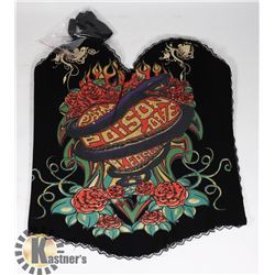 WOMENS BUSTIER: BLACK "PAIN, POISON, PLEASURE"