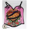 Image 1 : WOMENS BUSTIER: PINK  "PAIN, POISON, PLEASURE"