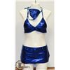 Image 1 : PEEKABOO 3PC WOMENS METALLIC BLUE BIKINI SET W/