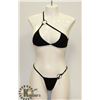Image 1 : PEEKABOO 2PC WOMENS BLACK W/ SILVER RING BIKINI