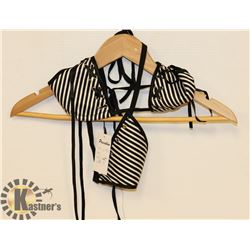 PEEKABOO 2PC WOMENS PINSTRIPED BLACK & WHITE