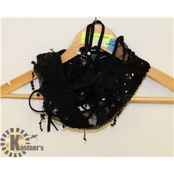 PEEKABOO 3PC BLACK SEQUENCE/ SHEER BIKINI W/ THONG