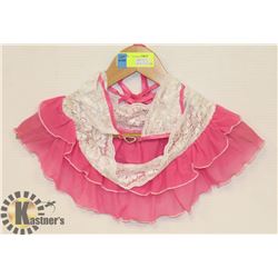 PEEKABOO 3PC HOT PINK & WHITE LACE BIKINI W/ THONG