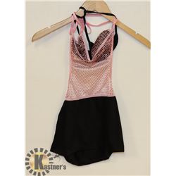 PEEKABOO 2PC WOMENS PINK FISH NET & BLACK INTIMATE