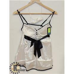 PEEKABOO 2PC WOMENS INTIMATE SLEEPWEAR; WHITE &