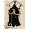 Image 1 : PEEKABOO 2PC WOMENS BLACK & PINK SHEER/ LACE