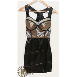 PEEKABOO 1PC WOMENS METALLIC GREY & BLACK COCKTAIL