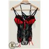 Image 1 : PEEKABOO 2PC WOMENS BLACK/ RED LACE INTIMATE NIGHT