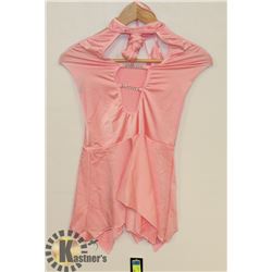 PEEKABOO 2PC WOMENS PINK/ DIAMOND DROP NECK HALTER