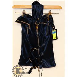 PEEKABOO 5PC WOMENS INTIMATE COSTUME; METALLIC