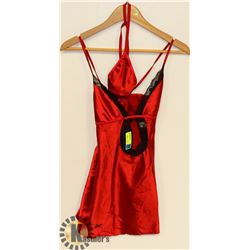 PEEKABOO 2PC WOMENS METALLIC RED & BLACK LACE