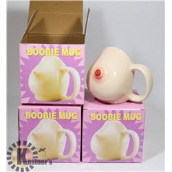 LOT OF 3  ADULT NOVELTY  "BOOBIE MUG" COFFEE CUPS