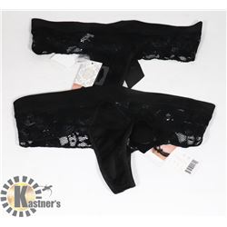 2 PACK OF LADIES INTIMATE BLACK LACE THONGS W/