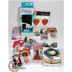 SMALL BOX OF ASSORTED ADULT NOVELTY TOYS &