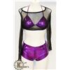 Image 1 : PEEKABOO 4PC WOMENS METALLIC PURPLE BIKINI W/ MESH