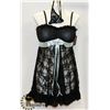 Image 1 : PEEKABOO 2PC WOMENS BLACK LACE & BABY BLUE