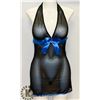 Image 1 : PEEKABOO 2PC WOMENS BLACK SHEER & BLUE