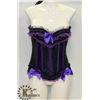 Image 1 : PEEKABOO 2PC WOMENS BLACK & PURPLE BUSTIER