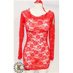 PEEKABOO 2PC WOMENS RED LONG SLEEVE INTIMATE NIGHT-