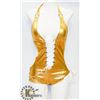 Image 1 : PEEKABOO 1PC WOMENS GOLD & WHITE LACE UP