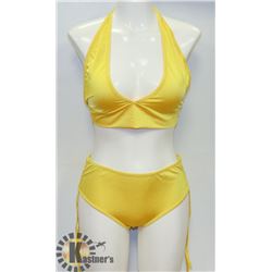 PEEKABOO 2PC WOMENS YELLOW HALTER TOP BIKINI