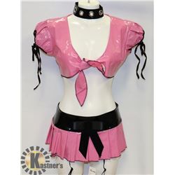 PEEKABOO 3PC WOMENS PINK PLEATHER/ BLACK