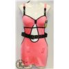 Image 3 : PEEKABOO 3PC WOMENS PINK & BLACK ADULT COCKTAIL