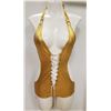Image 1 : PEEKABOO 2PC WOMENS GOLD & WHITE LACE UP ADULT