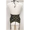 Image 2 : PEEKABOO 2PC WOMENS BLACK LACE & GREEN