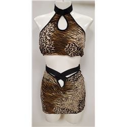 PEEKABOO 2PC WOMENS CHEETAH PRINT ADULT COCKTAIL