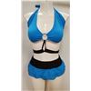 Image 1 : PEEKABOO 2PC WOMENS BLUE & BLACK BIKINI W/