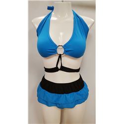 PEEKABOO 2PC WOMENS BLUE & BLACK BIKINI W/