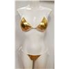 Image 1 : PEEKABOO 2PC WOMENS GOLD & WHITE LACE UP BIKINI.