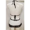 Image 2 : PEEKABOO 3PC WOMENS WHITE/ BLACK LACE & SILVER