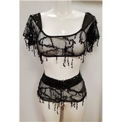 PEEKABOO 3PC WOMENS BLACK W/ EMBELLISHED ACCENTED