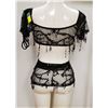 Image 2 : PEEKABOO 3PC WOMENS BLACK W/ EMBELLISHED ACCENTED