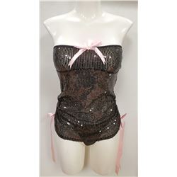 PEEKABOO 1PC WOMENS BLACK SEQUINS STRAPLESS