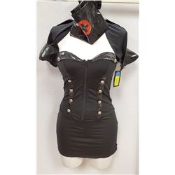 PEEKABOO 4PC WOMENS COSTUME; BLACK & RED