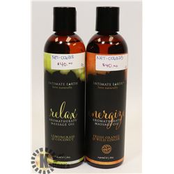 BUNDLE OF 2 INTIMATE EARTH 8OZ MASSAGE OILS;