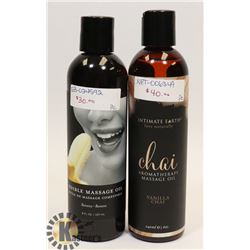 BUNDLE OF 2 ASSORTED 8OZ MASSAGE OILS;