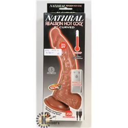 NATURAL REALSKIN 8" CURVED HOT COCK. 3 FUNCTION/