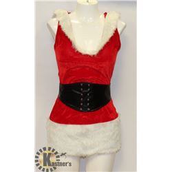 3PC WOMENS RED ADULT SANTA THEMED HOODED COSTUME