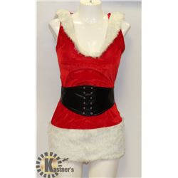 3PC WOMENS RED ADULT SANTA THEMED HOODED COSTUME