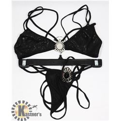 PEECABOO 2PC WOMENS BLACK BIKINI W/ SILVER