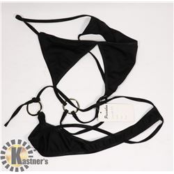 PEECABOO 2PC WOMENS BLACK BIKINI W/ SILVER HOOPS