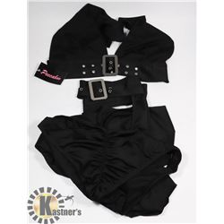 PEECABOO 2PC WOMENS BLACK BIKINI TOP & CHAPS