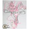 Image 1 : PEECABOO 2PC WOMENS SILVER & PINK LACE UP BIKINI