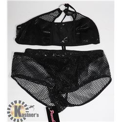 PEECABOO 2PC WOMENS BLACK FISHNET ADULT BIKINI