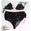 Image 1 : PEECABOO 2PC WOMENS BLACK LACE/ SEQUINS & PINK W/